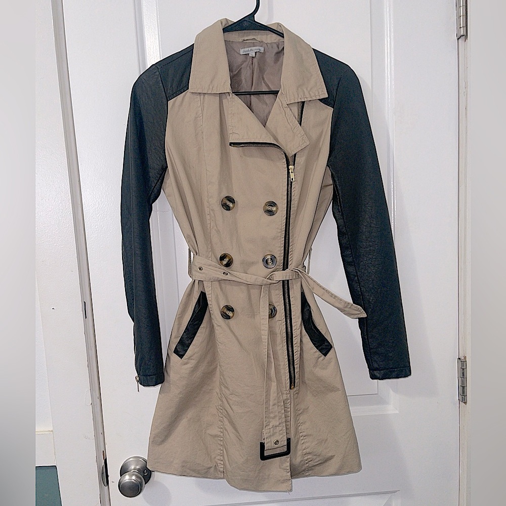 Faux Leather Trench Coat